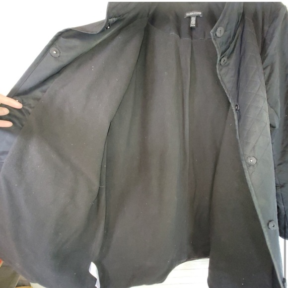 Eileen Fisher Quilted Long Jacket W/ Fleece Lining kk - Picture 15 of 16